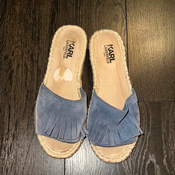 Karl Lagerfeld Blue Suede Women's espadrille Sandals - Picture 2 of 10